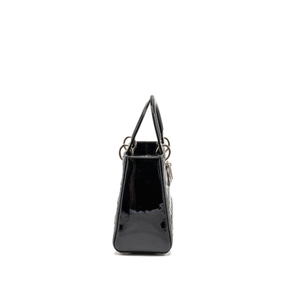 Medium Lady Dior Patent Leather Black