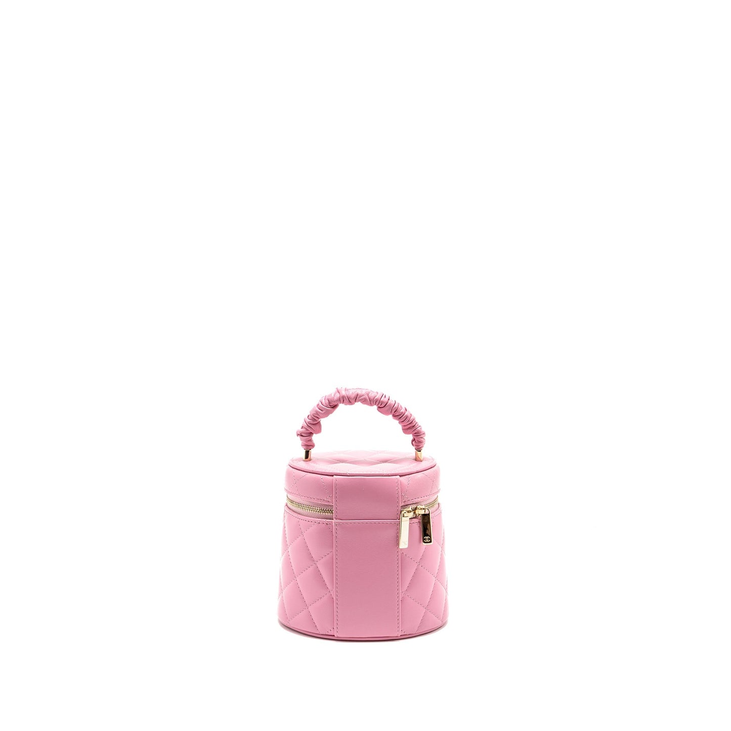 Chanel Top Handle Round Vanity Case Lambskin Pink LGHW