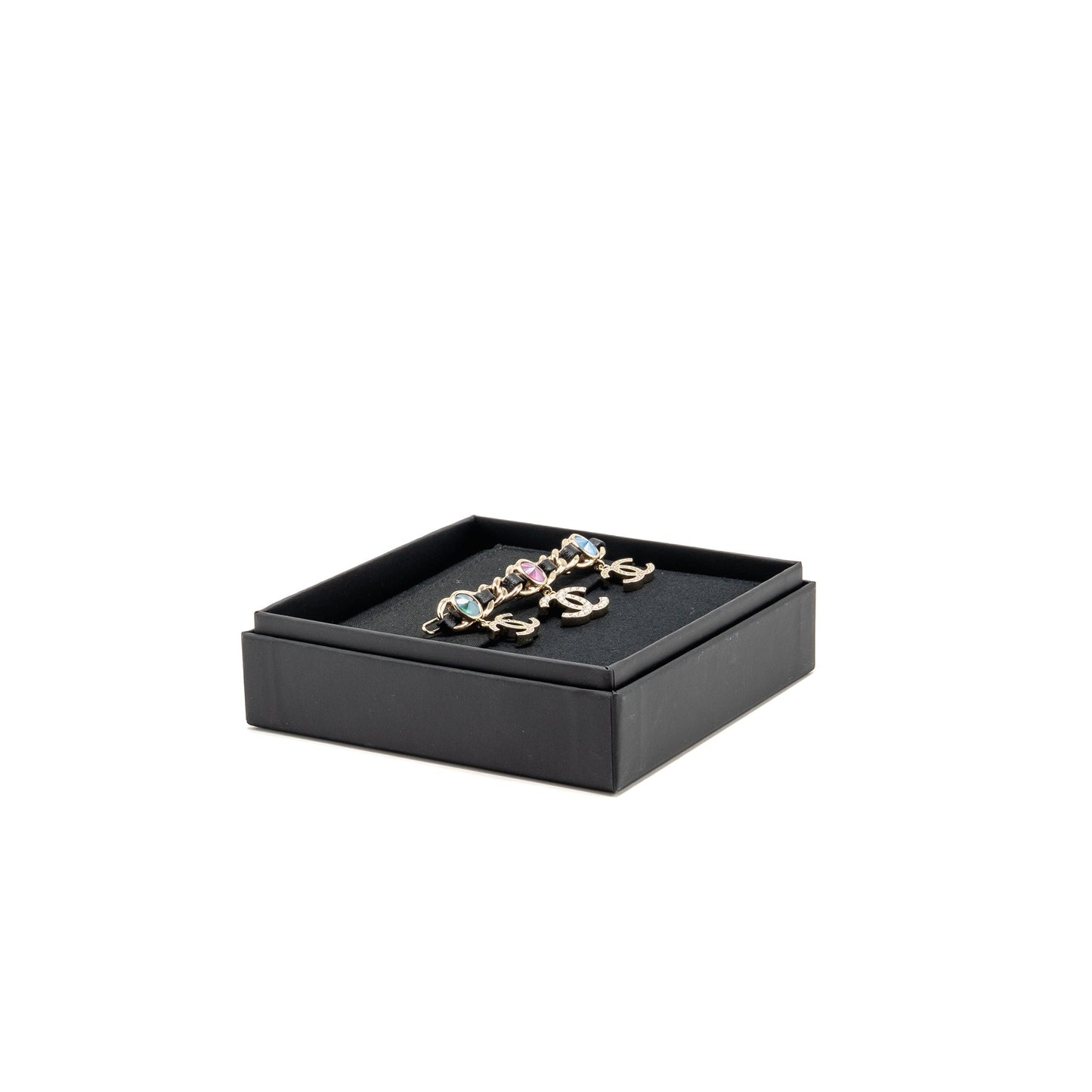 Chanel CC drop hair clip black / light gold tone