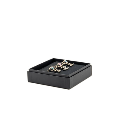 Chanel CC drop hair clip black / light gold tone