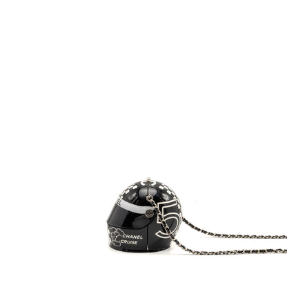 Chanel Monte Carlo Helmet Minaudiere Clutch Bag Plexi/Strass Black/White SHW (Microchip)