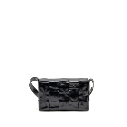 Bottega Veneta Cassette Messenger Purse Calfskin Black