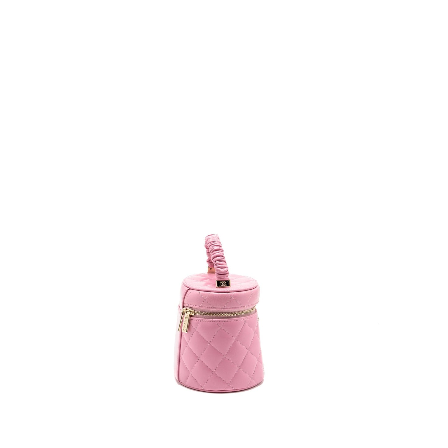 Chanel Top Handle Round Vanity Case Lambskin Pink LGHW
