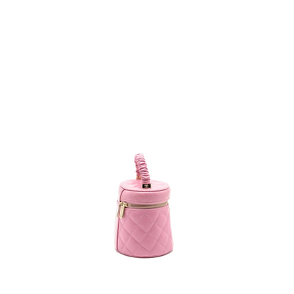 Chanel Top Handle Round Vanity Case Lambskin Pink LGHW