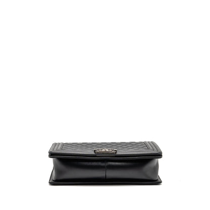 Chanel New Medium Boy Bag Calfskin Black Ruthenium Hardware