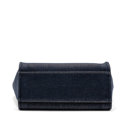 Chanel Large Deauville Tote Shopping Bag Denim/Leather Navy Blue/Gold GHW