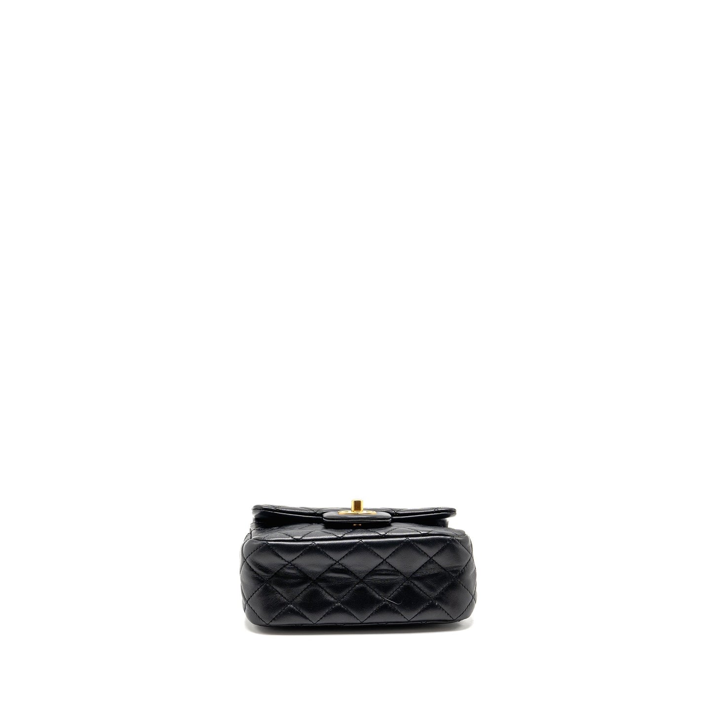 Chanel Pearl Crush Mini Square Flap Bag Lambskin Black GHW (microchip)