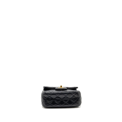 Chanel Pearl Crush Mini Square Flap Bag Lambskin Black GHW (microchip)