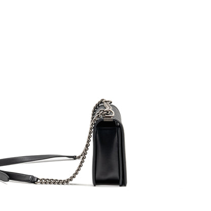 Chanel New Medium Boy Bag Calfskin Black Ruthenium Hardware