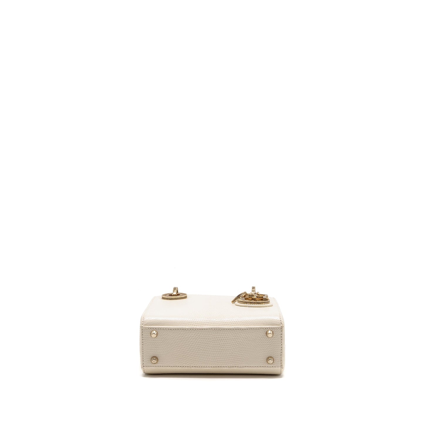 Dior Mini Lady Dior Lizard with Crystal White