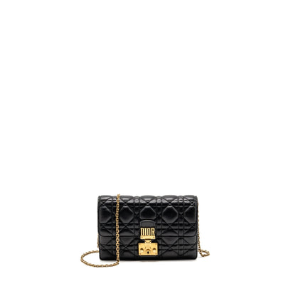 Dior Dioraddict Wallet on Chain Cannage Leather Black