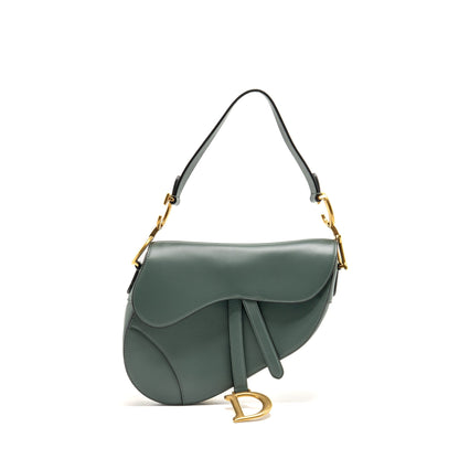 Dior Medium Saddle Purse Calfskin Dark Green