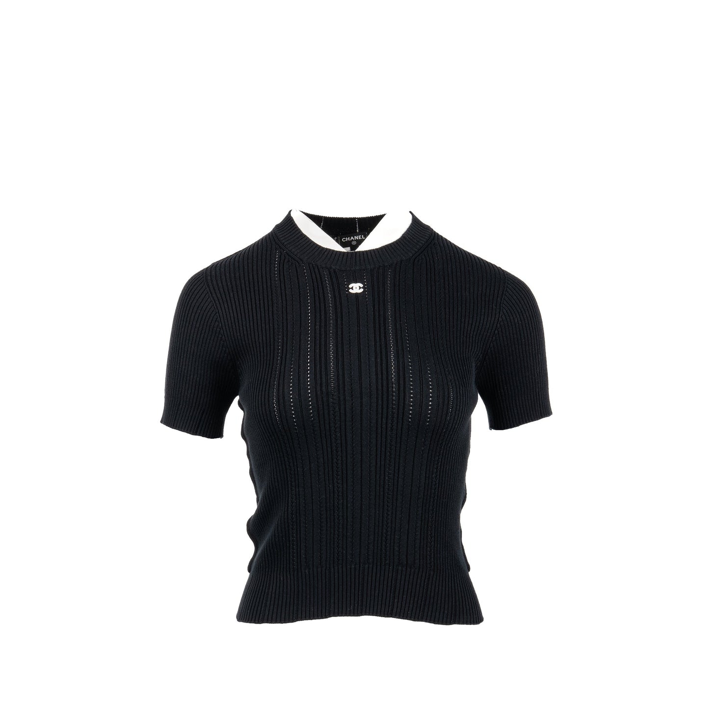 Chanel Size 34 CC logo top Cotton black