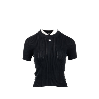 Chanel Size 34 CC logo top Cotton black
