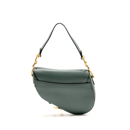 Dior Medium Saddle Purse Calfskin Dark Green