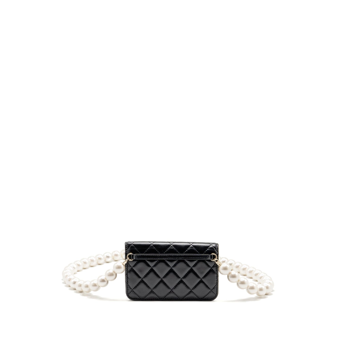 Chanel Card Holder with Maxi Pearls Chain Lambskin Black LGHW
