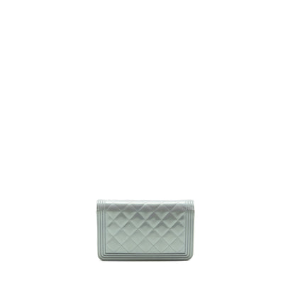 Chanel Boy Wallet on Chain Patent Calfskin Iridescent Light Blue LGHW