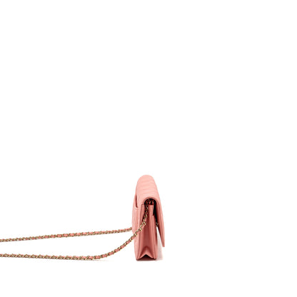 Chanel classic wallet on chain caviar pink LGHW (microchip)