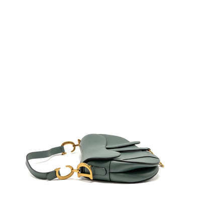 Dior Medium Saddle Purse Calfskin Dark Green