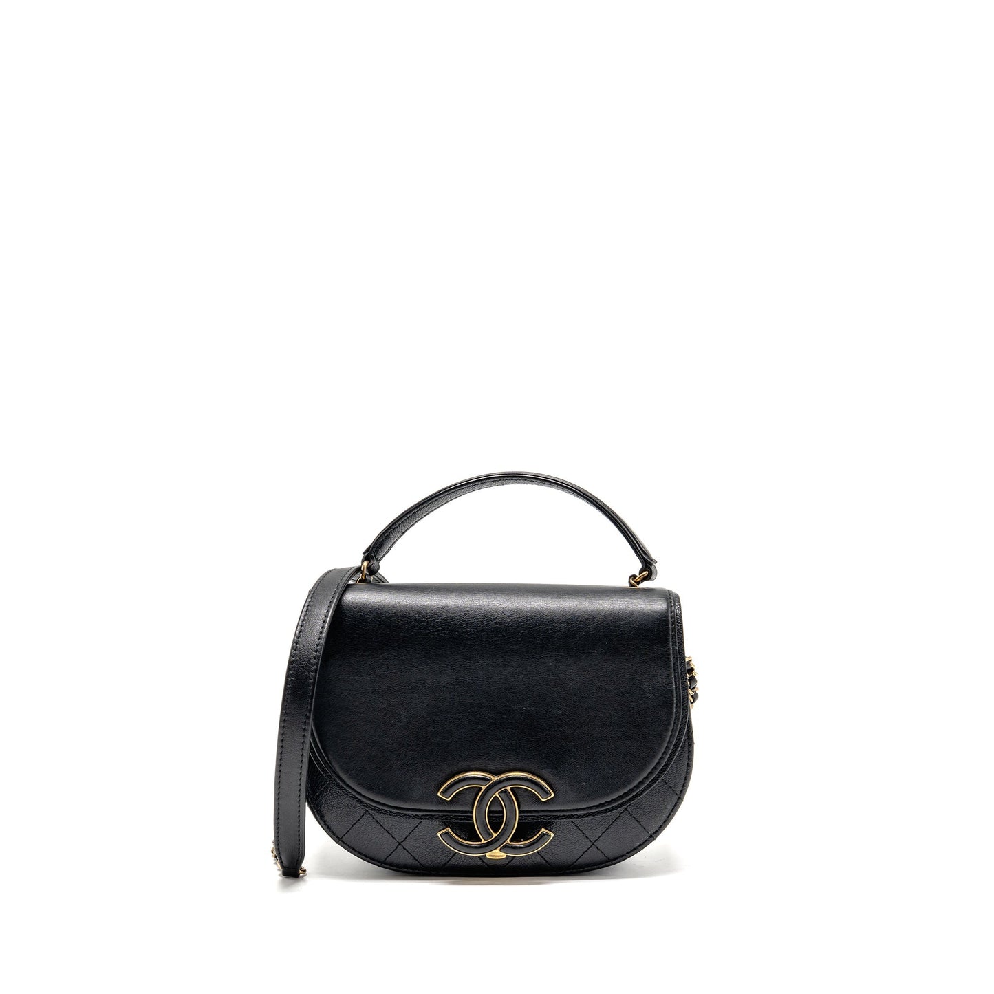 Chanel Small Coco Curve Flap Bag Shiny Goatskin/Calfskin Black GHW