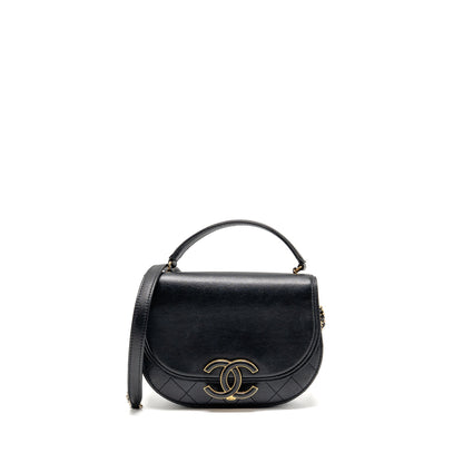 Chanel Small Coco Curve Flap Bag Shiny Goatskin/Calfskin Black GHW