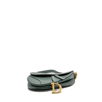 Dior Medium Saddle Purse Calfskin Dark Green