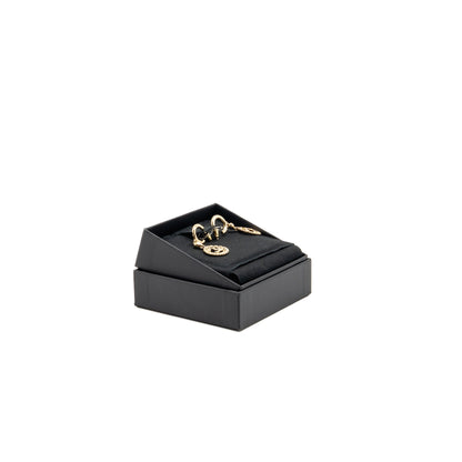 Chanel Heart Circle CC Drop Earrings Light Gold Tone