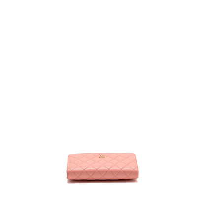 Chanel classic wallet on chain caviar pink LGHW (microchip)