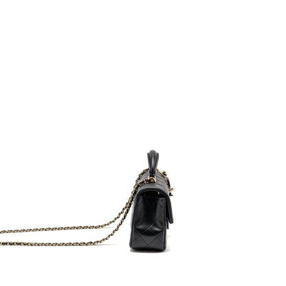 Chanel Top Handle Mini Rectangular with Detailed Charm Lambskin Black LGHW (Microchip)