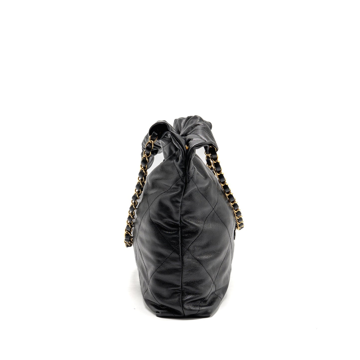 Chanel Medium 22 Bag Black Letter Caviar Black GHW (Microchip)
