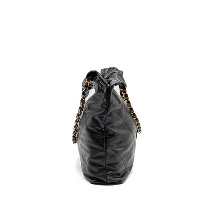 Chanel Medium 22 Bag Black Letter Caviar Black GHW (Microchip)