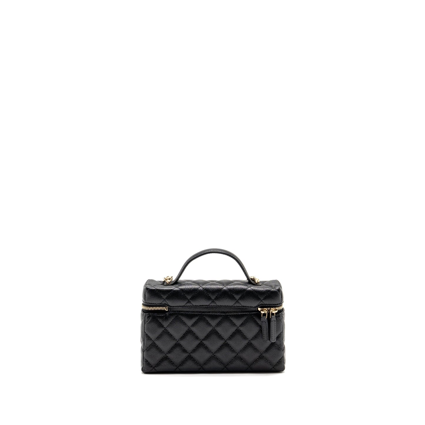 Chanel 25p CC top handle vanity with chain Caviar Black LGHW (microchip)