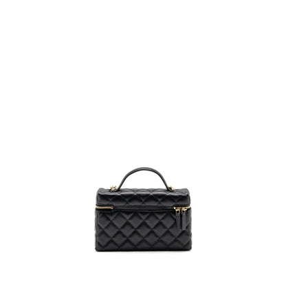 Chanel 25p CC top handle vanity with chain Caviar Black LGHW (microchip)