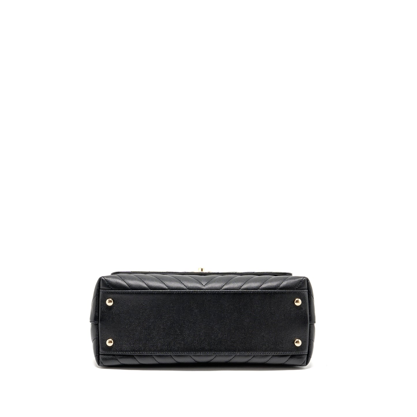 Chanel Medium Chevron Coco Handle Caviar Black / burgundy handle LGHW