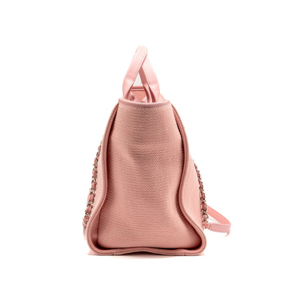 Chanel Deauville Tote Bag Canvas/Leather Pink/White SHW (Microchip)