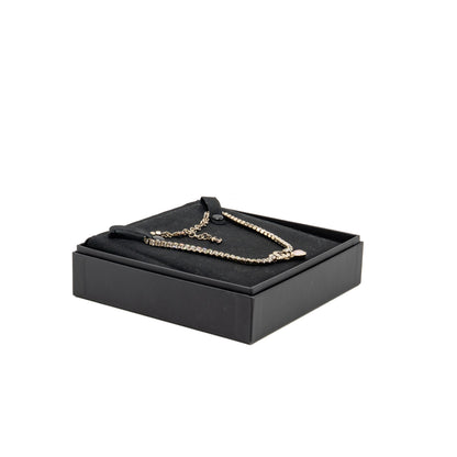 Chanel Pink Crystal Drop CC Logo Chocker/Necklace Light Gold Tone