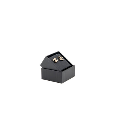Chanel CC Logo Earrings Crystal Gold Tone