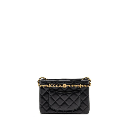 Chanel CC Camellia Small Shopping Bag Caviar Black GHW (Microchip)