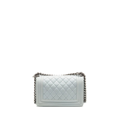 Chanel Small Boy Bag Calfskin Light Blue SHW (Microchip)