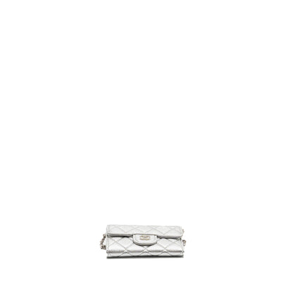 Chanel mini flap belt bag lambskin silver SHW