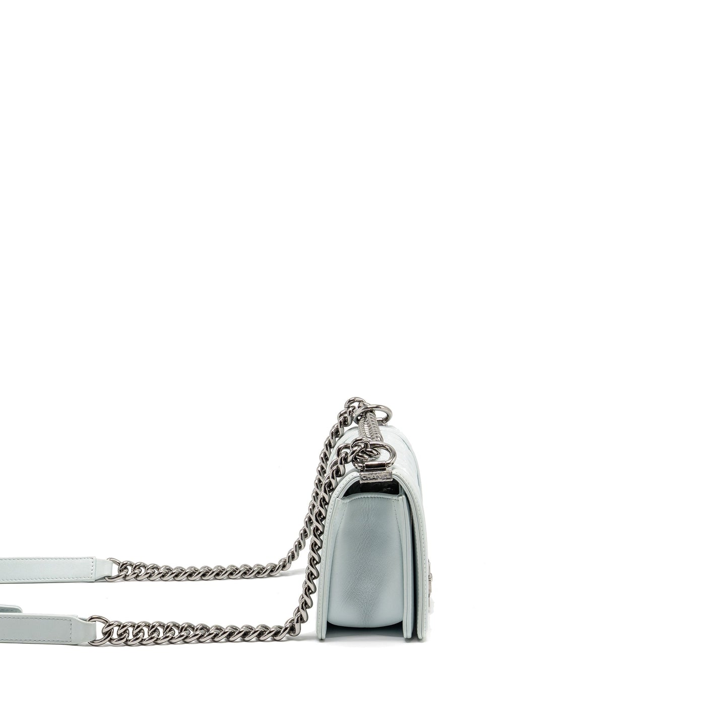 Chanel Small Boy Bag Calfskin Light Blue SHW (Microchip)