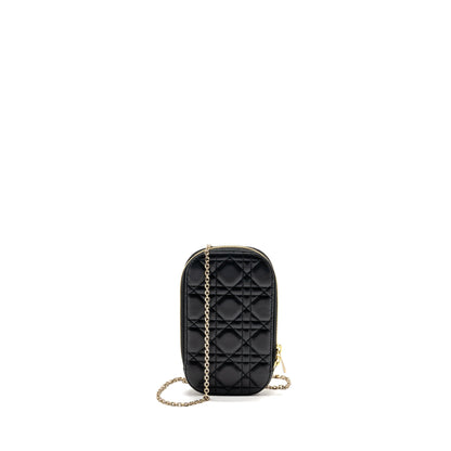 Dior lady dior Callâin Dior phone holder lambskin black