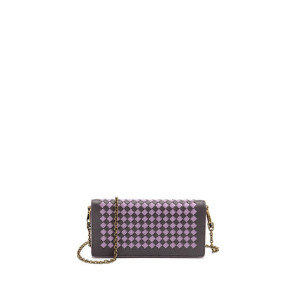 Bottega Veneta Intrecciato Wallet On Chain Leather Purple/Grey