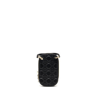 Dior lady dior Callâin Dior phone holder lambskin black