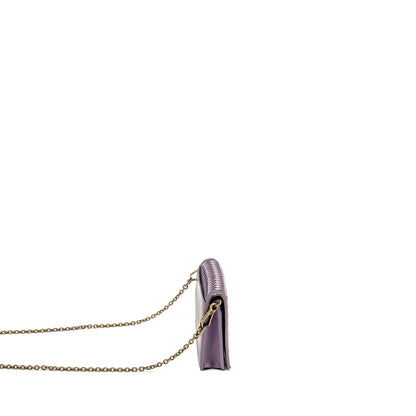 Bottega Veneta Intrecciato Wallet On Chain Leather Purple/Grey
