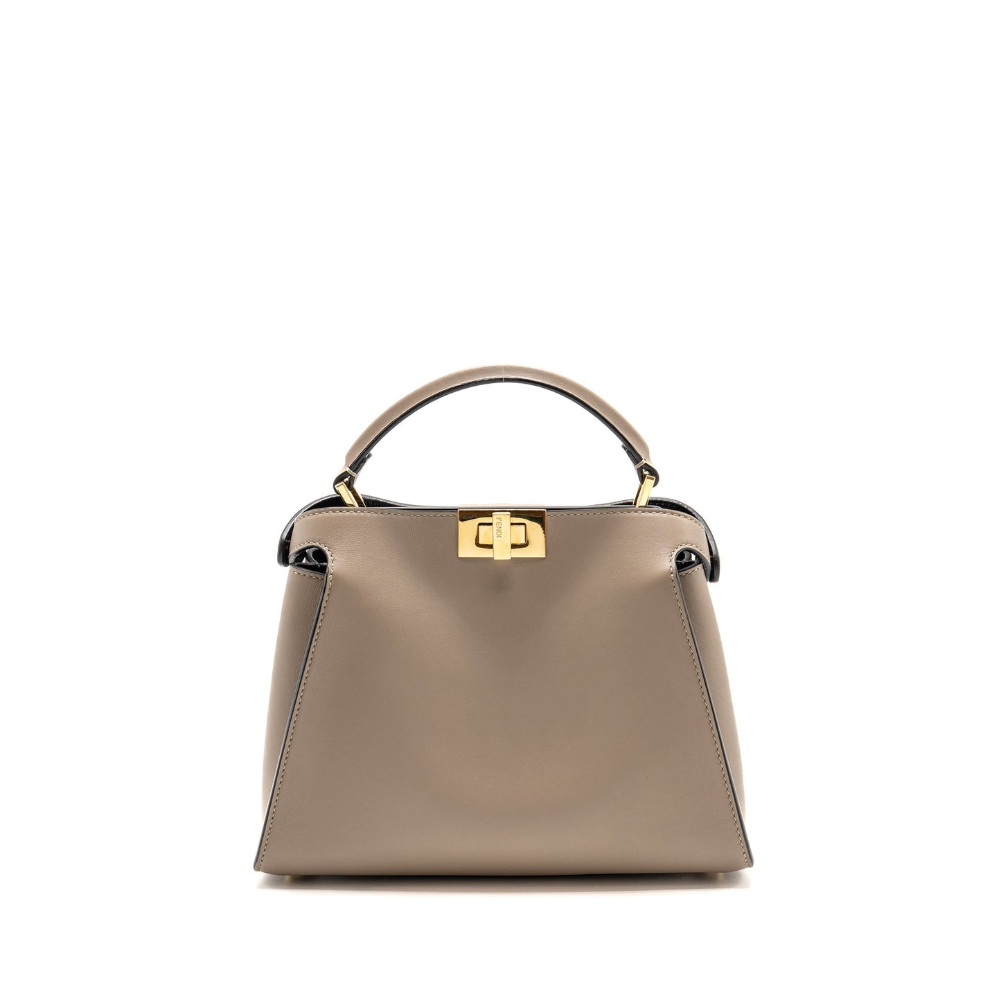 FENDI Peekaboo Iconic Essential Handle Purse Calfskin Light Grey