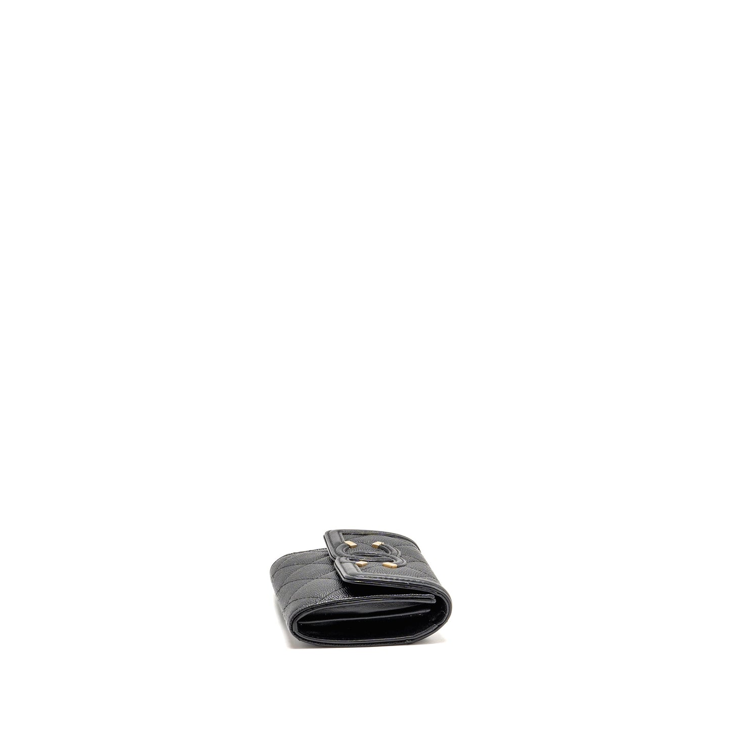 Chanel CC Filigree quilted flap card holder caviar black GHW