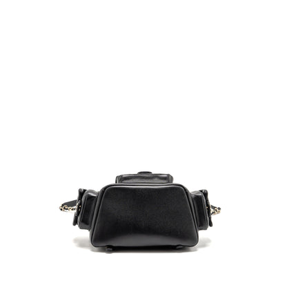 Chanel Triple Pocket Backpack Caviar Black LGHW (Microchip)