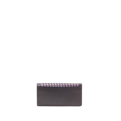 Bottega Veneta Intrecciato Wallet On Chain Leather Purple/Grey