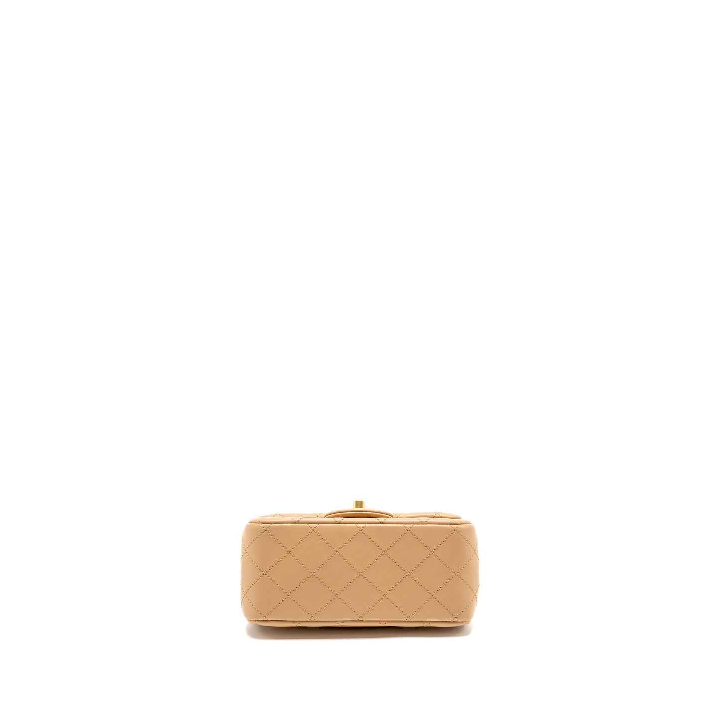 CHANEL Pearl Crush Mini Square Flap Bag Lambskin Beige GHW (Microchip)